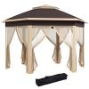 13 x 13 Pop Up Gazebo Hexagonal Canopy with Mesh Netting for Outdoor Events Patio Garden Wedding Party Shelter