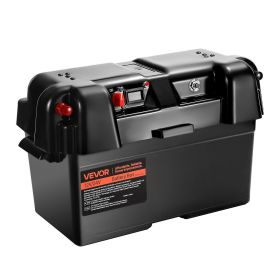 VEVOR Battery Box, Group 24/27 Trolling Motor Battery Box, 12V/24V Marine Batteries Case with PP Shell and Dual Straps, Smart Batteries Case, Suitabl