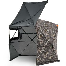 VEVOR Hunting Blind, 6-7 Person, 288 Degree 5 Side See-Through Ground Blinds with Carrying Bag, Portable Camouflage Tent, Durable Concealed Shelter w