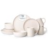 12-Piece Stoneware Dinnerware Sets with Mugs | Microwave & Dishwasher Safe | Non-Toxic Dinner Plates Bowls Set | Stackable Matte Glaze Kitchenware fo
