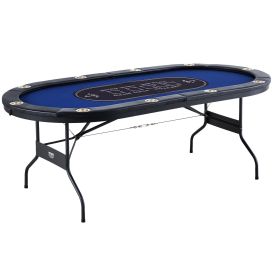 VEVOR 10 Player Foldable Poker Table, Blackjack Texas Holdem Poker Table with Padded Rails and Stainless Steel Cup Holders, Portable Folding Card Boa