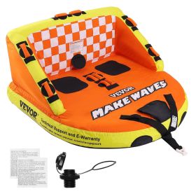 VEVOR Towable Tube for Boating, 1-2 Riders Inflatable Towable Tubes with Deck Seats and Backrest, 340 lbs Water Sport Tube for Boat to Pull, Full Nyl