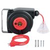 VEVOR Retractable Extension Cord Reel, 30 FT, Heavy Duty 16AWG/3C SJTOW Retractable Power Cord Reel with Lighted Triple Tap Outlet 10 Amp Circuit Bre