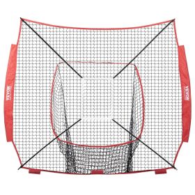 VEVOR 7x7 ft Baseball Softball Practice Net, Portable Baseball Training Net for Hitting Batting Catching Pitching, Backstop Baseball Equipment Traini