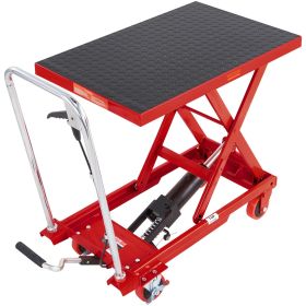 VEVOR Hydraulic Lift Table Cart, 500lbs Capacity 28.5" Lifting Height, Manual Single Scissor Lift Table with 4 Wheels and Non-slip Pad, Hydraulic Sci