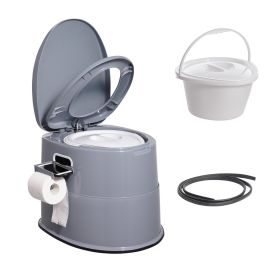 VEVOR Portable Toilet for Camping, Porta Potty with 1.3 Gal Detachable Inner Bucket & Removable Paper Holder, Commode with Dual Lids, Travel Toilet f
