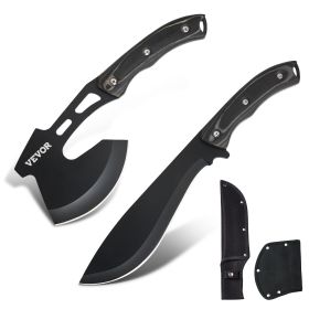 VEVOR Hunting Knife and Hatchet Axe Combo Set with Sheath, Fixed Blade Tactical Knife and Camping Axe, Stainless Steel Survival Knife and Camping Hat