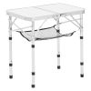 VEVOR Folding Camping Table, Adjustable Height Portable Side Tables, Aluminum MDF Beach Table with Mesh Layer, Carrying Handle, Lightweight Compact f