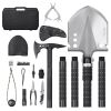 VEVOR Survival Shovel Survival Axe, 28-in-1 Camping Folding Shovels with Hatchet, Stainless Steel Tactical Shovel Hatchet Combo, Multifunctional Emer