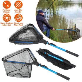 Foldable Fishing Net With Aluminum Alloy Rod EVA Handle Durable 5MM Hexagonal Nano Coating Nylon Mesh Collapsible Landing Net Safe Fish Catching or R