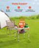 VEVOR Folding Camping Table, Adjustable Height Portable Side Tables, Aluminum MDF Beach Table with Mesh Layer, Carrying Handle, Lightweight Compact f