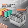 VEVOR Commercial Popsicle Moulds, 40PCS Round-Head Ice Pop Moulds with Double Slot, Stainless Steel Ice Lolly Popsicle Moulds, Ice Cream Maker Mould