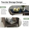 PPL Outdoor Side Tables for Patio - Tempered Glass Top Small Patio Wicker Table with Storage Shelf for Balcony & Porch, Durable PE Rattan & Iron Fram
