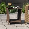 PPL Outdoor Side Tables for Patio - Tempered Glass Top Small Patio Wicker Table with Storage Shelf for Balcony & Porch, Durable PE Rattan & Iron Fram