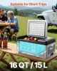 VEVOR 12 Volt Refrigerator 16 Qt, Portable Mini Car Fridge with -4 to 68 F Cooling Range & App Control 12/24V DC & 110-240V AC Electric Compressor Co