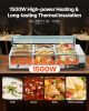 VEVOR Commercial Food Warmer, 1500W Electric Stainless Steel Steam Food Warmer with Glass Cover, 9-Pan Countertop Buffet Bain Marie with Soup & Perfo