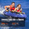 VEVOR Towable Tube for Boating, 340 lbs, 1-2 Riders Inflatable Boat Tubes and Towables, 51.8" Round Water Sport Towable Tube for Boat to Pull, Full N