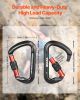 VEVOR Climbing Carabiner Clips, 3 PCS Heavy Duty Caribiner, Professional 30 KN / 6744 lbs Spindle Strength, Large D-Shaped for Hiking,Rappelling,Resc