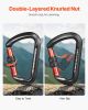VEVOR Climbing Carabiner Clips, 3 PCS Heavy Duty Caribiner, Professional 30 KN / 6744 lbs Spindle Strength, Large D-Shaped for Hiking,Rappelling,Resc