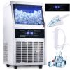 Commercial Ice Maker Machine, 90/110LBS/24H Under Counter Ice Maker, Stainless Steel Freestanding Ice Machine ,Self-Cleaning, Scoop, Ideal for Home B