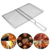 1pc Stainless Steel Vegetable BBQ Grilling Basket; Easy To Clean Grill Basket; Grill Accessories; Portable Folding Fish Grilling Basket With Removabl